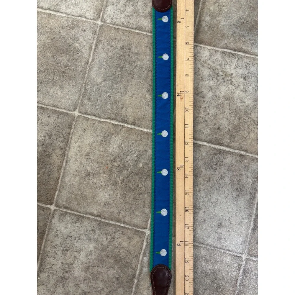 J. Bailey‎ Boys Golf Ball Embroidered Canvas Leather Belt Blue Green Size 20